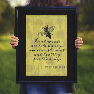 Kind Words Like Honey Proverbs Verse Poster