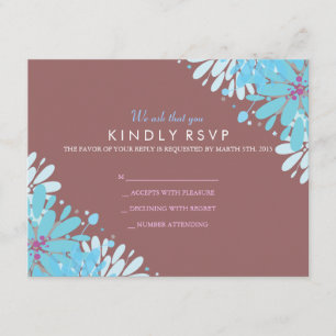 KINDA BLUE FLOWERS Bat Mitzvah Reply Card