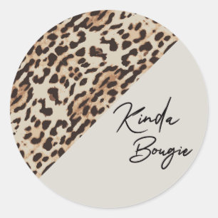 Kinda Bougie Beige Leopardprint Classic Round Sticker