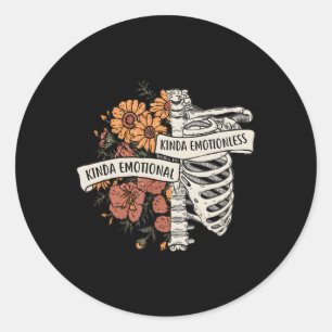Kinda Emotional Kinda Emotionless Floral Skeleton  Classic Round Sticker