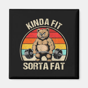 Kinda Fit Sorta Fat Funny Cute Bear Weightlifter  Magnet