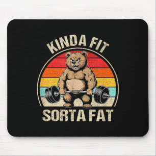 Kinda Fit Sorta Fat Funny Cute Bear Weightlifter Mouse Mat