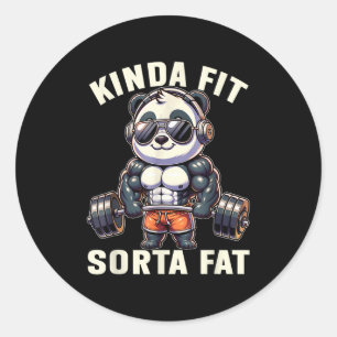 Kinda Fit Sorta Fat - Funny Gym Bear Weightlifting Classic Round Sticker