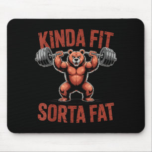 Kinda Fit Sorta Fat Funny Gym Bulldog Weightliftin Mouse Mat