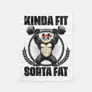 Kinda Fit Sorta Fat - Funny Gym Panda Weightliftin Fleece Blanket