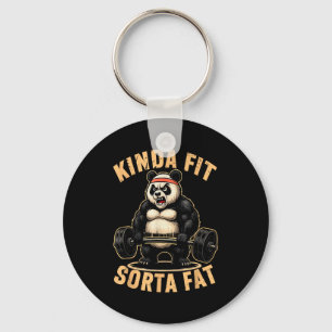 Kinda Fit Sorta Fat - Funny Gym Panda Weightliftin Key Ring