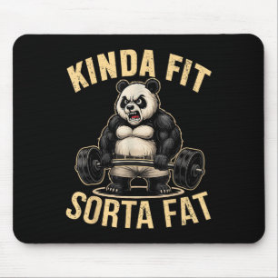 Kinda Fit Sorta Fat - Funny Gym Panda Weightliftin Mouse Mat