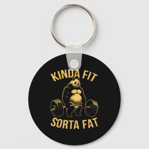 Kinda Fit Sorta Fat Funny Gym Panda Weightlifting  Key Ring