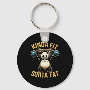 Kinda Fit Sorta Fat Funny Gym Panda Weightlifting  Key Ring