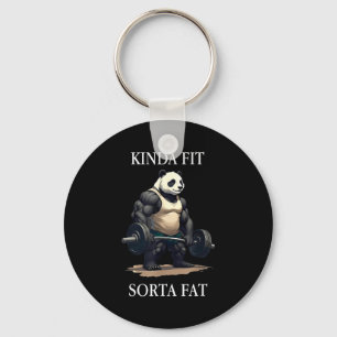 Kinda fit sorta fat funny gym panda weightlifting key ring