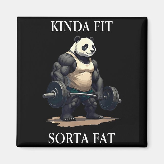 Kinda fit sorta fat funny gym panda weightlifting magnet (Front)