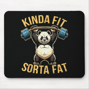 Kinda Fit Sorta Fat Funny Gym Panda Weightlifting  Mouse Mat