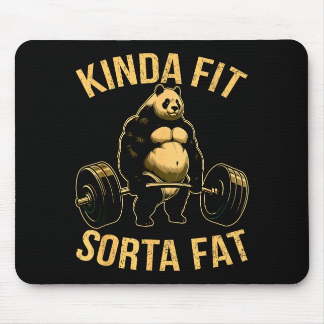 Kinda Fit Sorta Fat Funny Gym Panda Weightlifting  Mouse Mat (Front)