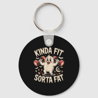 Kinda Fit Sorta Fat Funny Gym Retro Cute Ghost Vin Key Ring