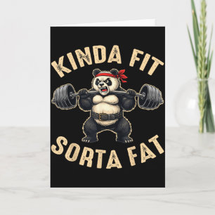Kinda Fit Sorta Fat Gym-goers Panda Weightlifting  Card