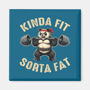 Kinda Fit Sorta Fat Gym-goers Panda Weightlifting  Magnet