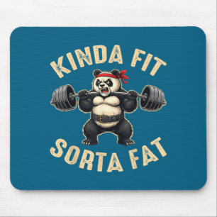 Kinda Fit Sorta Fat Gym-goers Panda Weightlifting  Mouse Mat