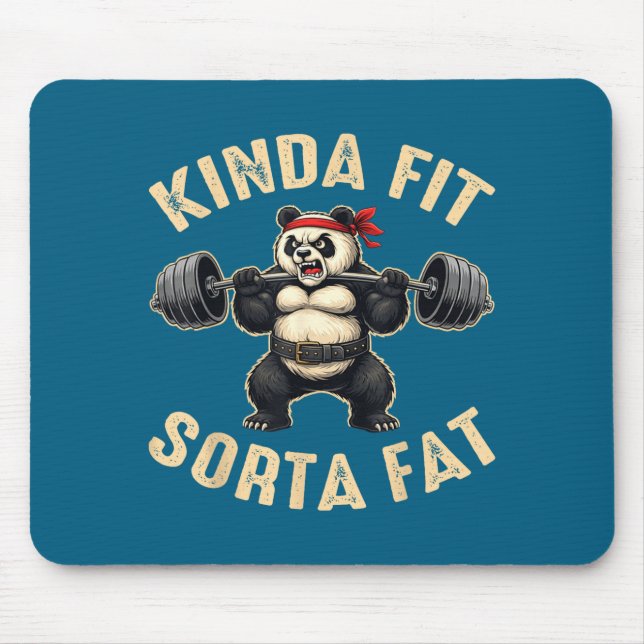 Kinda Fit Sorta Fat Gym-goers Panda Weightlifting  Mouse Mat (Front)