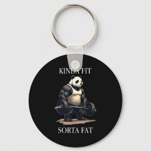 Kinda fit sorta fat gym panda weightlifting workou key ring