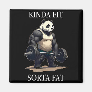 Kinda fit sorta fat gym panda weightlifting workou magnet