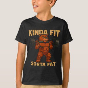 Kinda Fit Sorta Fat Strong Cartoon Bear Gym Funny  T-Shirt