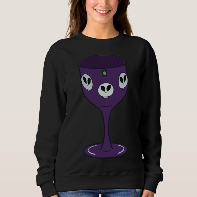 Kinda Goth Skull Wine Goblet Deep Purple Sweatshirt (Front)