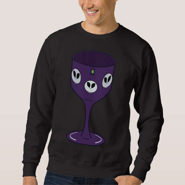 Kinda Goth Skull Wine Goblet Deep Purple Sweatshirt (Front)