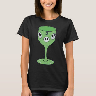 Kinda Goth Skull Wine Goblet Green T-Shirt