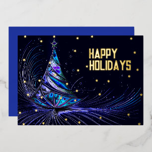 Kinda Spacey Abstract Christmas Tree Foil Holiday Card