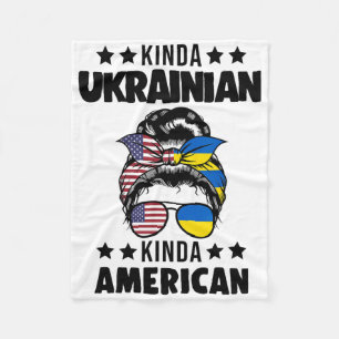 Kinda Ukrainian Kinda American Ukraininan Flag Fleece Blanket