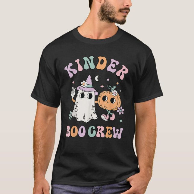 Kinder Boo Crew Halloween Floral Ghost Kindergarte T-Shirt (Front)