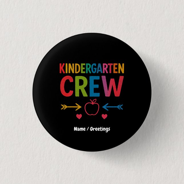 Kinder Crew Funny Kindergarten Fun Back To School 3 Cm Round Badge (Front)