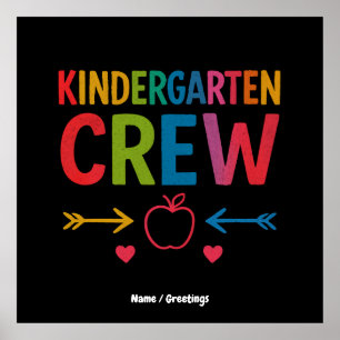 Kinder Crew Funny Kindergarten Fun Back To School Poster