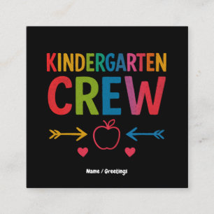 Kinder Crew Funny Kindergarten Fun Back To School Square Business Card
