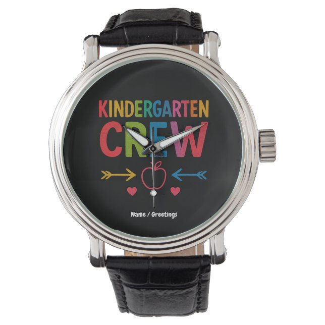 Kinder Crew Funny Kindergarten Fun Back To School Watch (Front)