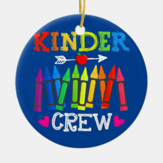Kinder Crew Funny Kindergarten Teacher 1st Day of Ceramic Tree Decoration