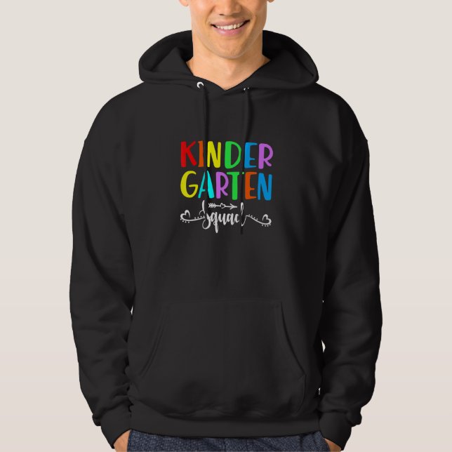 Kinder Crew Kindergarten Squad Teacher 1st Day of  Hoodie (Front)