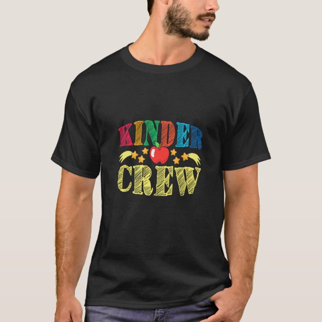 Kinder Crew  Kindergarten Teacher 1st Day Of Schoo T-Shirt (Front)