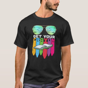 Kinder Crew Kindergarten Teacher Get Your Crayon T-Shirt