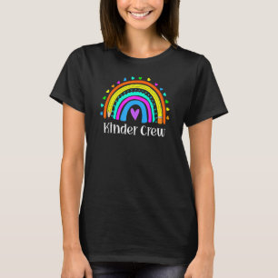 Kinder Crew Kindergarten Teacher Rainbow Heart T-Shirt