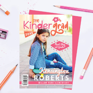 Kinder Grad Fun Kindergarten Photo Magazine Cover Announcement
