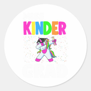 Kinder Grad Kindergarten Graduation Unicorn  Classic Round Sticker
