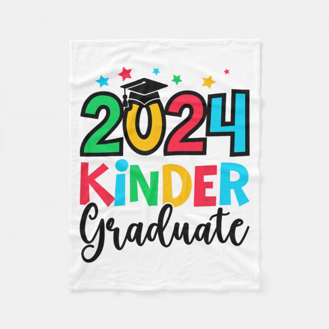 Kinder Graduate Kindergarten 2024 Graduation Gifts Fleece Blanket (Front)