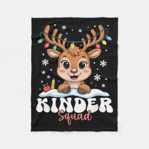 Kinder Squad Reindeer Christmas Lights Cute Winter Fleece Blanket