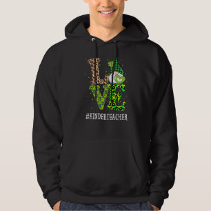 Kinder Teacher Love St Patricks Day Gnome Leopard  Hoodie