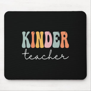 Kinder Teacher Retro Groovy Women Happy First Day Mouse Mat