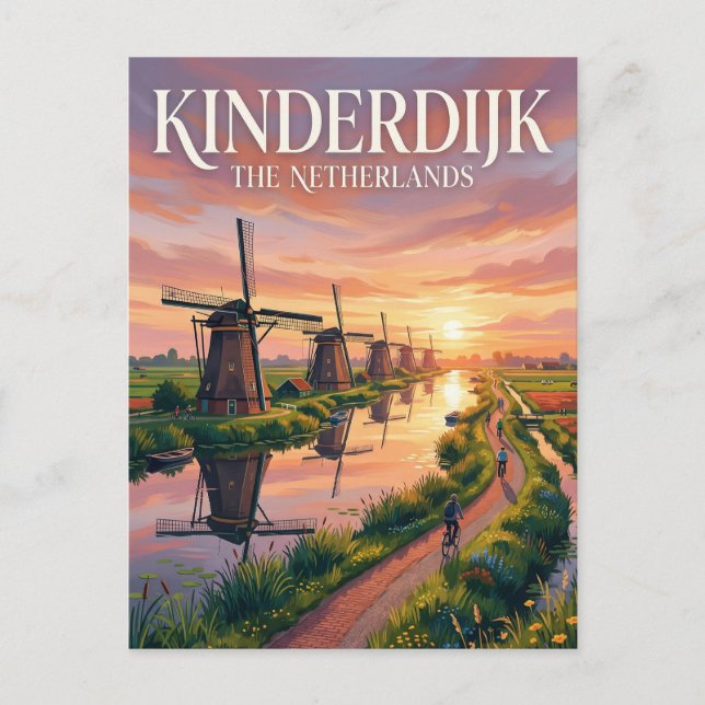 Kinderdijk Cycle Route The Netherlands Postcard (Front)