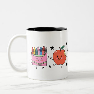 Kindergarten Back to School Cute Doodle  Two-Tone Coffee Mug