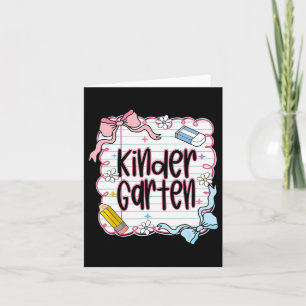 Kindergarten Back To School For Girls Pink Noteboo Card