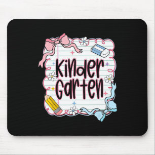 Kindergarten Back To School For Girls Pink Noteboo Mouse Mat